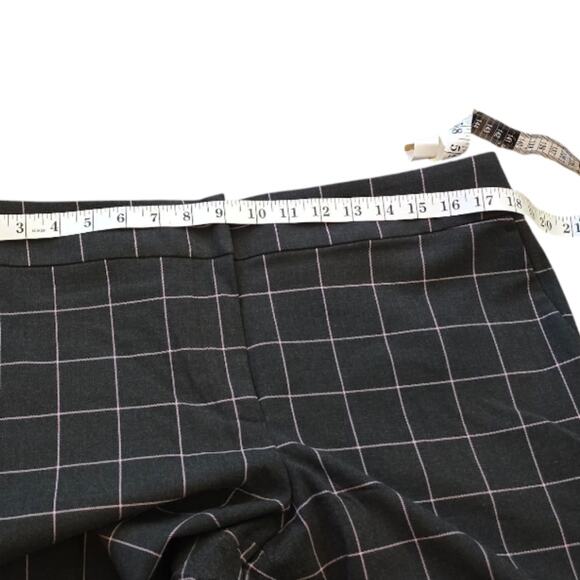 Loft Pink & Grey Windowpane Plaid Straight Leg Career Marisa Pants Size 12 - Picture 5 of 12